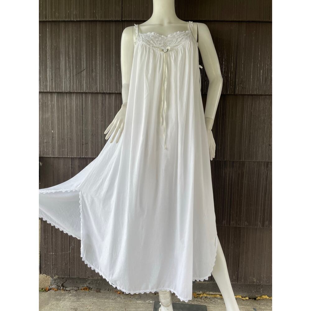 🔥Priamo USA Made Luxury white Nightgown Long Babydoll Victorian Prairie Women L